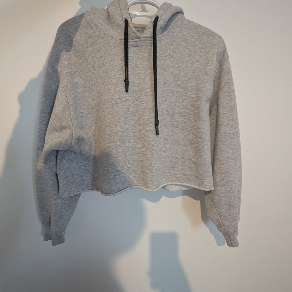 Gray Cropped Hoodie